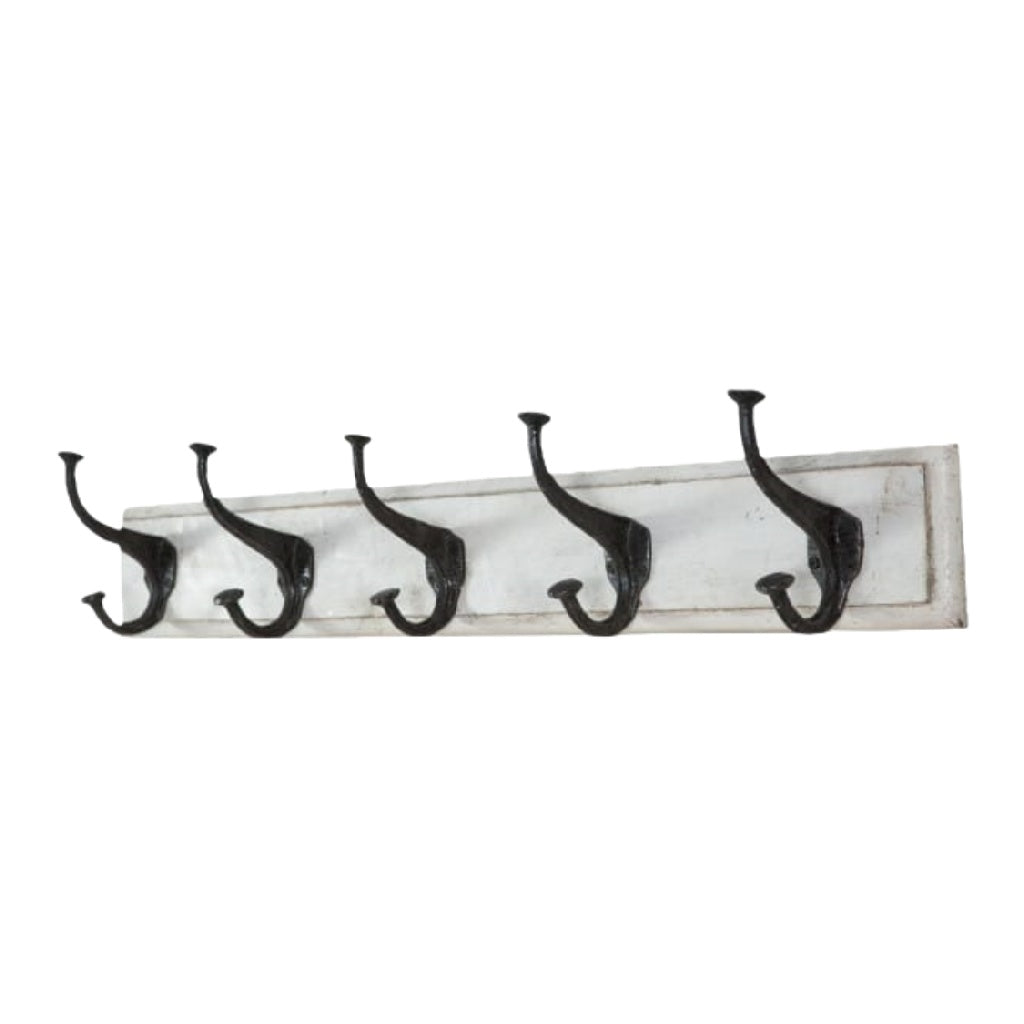 Perchero de pared vintage con 5 ganchos de hierro